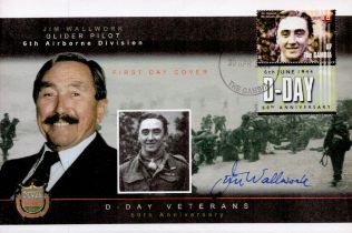 D-Day Veteran Jim Wallwork Signed D-Day FDC. The Gambia Stamp and PostmarkAll autographs come with a