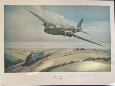 WW2 Multi-Signed Limited Edition Print 53/100 Life Goes On by Maurice Gardner Signed by 6 Bomber