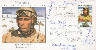WW2 Band Of Brothers Multi Signed Battle of the Bulge First Day Cover. Signatures include Rod
