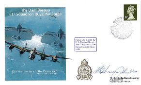 WW2 Adjutant Harry Humphries Signed 45th Anniversary of Dams Raid FDC. 1 of 75. British stamp with
