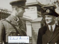 Captain Richard Annand VC Signed Signature Piece attached to 8x6 inch Black and White PhotoAll