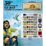 10 Signed 50th anniversary D-Day Stamp Sheet attached to Benhams Card. Signatures include Sydney