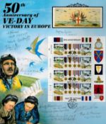 10 Signed 50th anniversary D-Day Stamp Sheet attached to Benhams Card. Signatures include Sydney