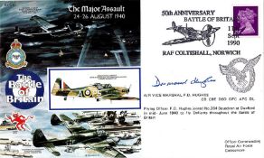 WW2 AVM Desmond Hughes Signed The Major Assault 24-26 Aug 1940 FDC. British Stamp with 11 Sept