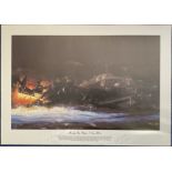 WW2 Multi-Signed Print Handley Page Halifax S Sugar W1048 by Chris Golds approx size 17 x 25