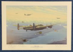 Five Signed Tallboy Raid Colour Print by Aviation Artist Keith Aspinall. Signed in pencil by Nicky