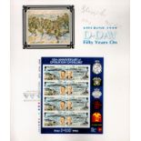 D-Day 50th Anniversary of Operation Overlord Mint Stamp Sheet, Attached to D-Day Card with silk