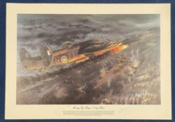 Three Signed Chris Golds Colour Print Titled Handley Page Halifax S-Sugar W1048. Signed in Pencil by