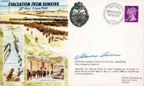 Captain Harold Marcus Ervine-Andrews Signed Evacuation from Dunkirk FDC. British Stamp and