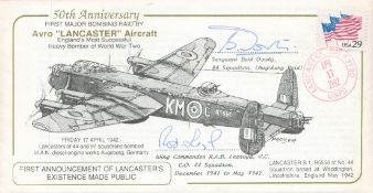 50th Anniv 1st Major Bombing Raid by Avro Lancaster Aircraft Double Signed Special Lancaster cover
