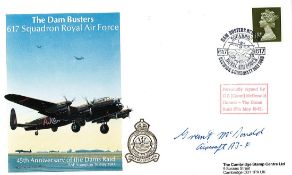 WW2 Flt Sgt Grant McDonald (Dambuster) Signed The Dam Busters FDC. British Stamp with 17 May 1988