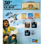 Tim Elkington and 2 others Signed 50th Anniversary of VE-Day in Europe Benhams Card with Stamps