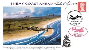 WW2 W/Op Charles A Lepine DFM Signed Enemy Coast Ahead FDC. 32 of 32. British stamp with 31 March