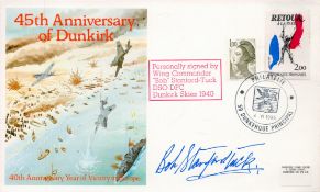 Wg Cdr Bob Stanford-Tuck DSO DFC Signed 45th Anniversary of Dunkirk FDC. France Stamps and