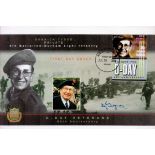 D-Day Veteran Derrick Tyson Signed D-Day FDC. Antigua and Barbuda Stamp and PostmarkAll autographs