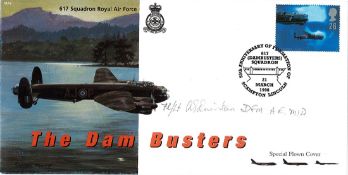 WW2 Flt Lt Alan E Quinton DFM Signed The Dambusters FDC. 14 of 20. British Stamp with 21 March