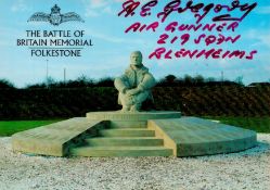 M.E. Gregory (219th Sqn) Signed The Battle of Britain Memorial 6x4 Colour PostcardAll autographs