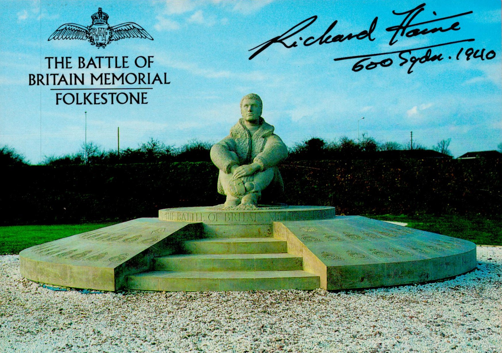 Richard Haine (600th Sqn) Signed The Battle of Britain Memorial 6x4 Colour PostcardAll autographs