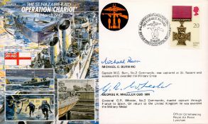 Captain Michael C Burn and Corporal George Wheeler Signed Operation Chariot FDC. British Stamp and