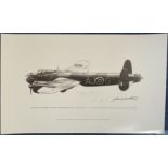 WW2 Multi-Signed Limited Edition Print 360/500 Guy Gibson's 617 Squadron Lancaster by Frank