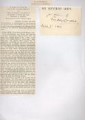 Vice Admiral Gordon Campbell Signed Signature Cutting With London Gazette Supplement Attached to