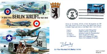 RAF Air Vice Marshal DG Bailey Signed Berlin Airlift First Day Cover. 52 of 200. USA Stamp with