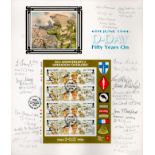 15 Signed D-Day 50th Anniversary of Operation Overlord Mint Stamp Sheet, Attached to D-Day Card with