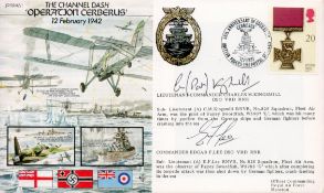 Lt -Cdr Pat Kingsmill DSO and Cdr Edgar Lee Dso Signed Operation Cerberus FDC. British Stamp and