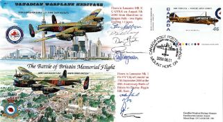 RAF 7 Crew who flew this cover Signed Battle of Britain Memorial Flight FDC. 1384 of 2500.