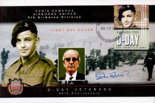 D-Day Veteran Denis Edwards Signed D-Day FDC. Grenada Stamp and PostmarkAll autographs come with a