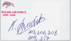 WW2 Flt Lt Kazimier Budzik (317 Sqn Signed) 4x2 inch Polish Air Force Signature CardAll autographs