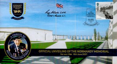 Reg Charles Signed Official Unveiling of the Normandy Memorial FDC. British Stamp and PostmarkAll