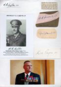 4 VC Winners Signed Signature Cuttings Attached to A4 White Sheet of Paper. Signatures include Lt