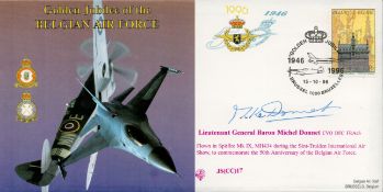WW2 Lt Gen Baron Michel Donnet Signed Golden Jubilee of the Belgian Air Force Flown FDC. 219 of