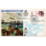 AVM Johnnie Johnson and Rupert Curtis Signed 40th anniversary of D-Day FDC. France Stamp and