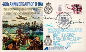 AVM Johnnie Johnson and Rupert Curtis Signed 40th anniversary of D-Day FDC. France Stamp and