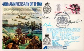 AVM Johnnie Johnson and Rupert Curtis Signed 40th anniversary of D-Day FDC. France Stamp and