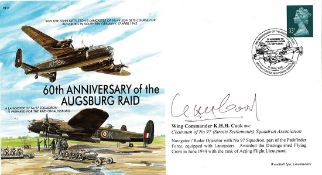 WW2 Wg Cdr K H H Cook DFC Signed 60th Anniversary of the Augsburg Raid FDC. 11 of 300. British stamp