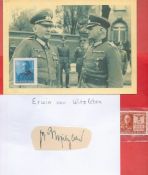 Erwin von Witzleben (leading conspirator in the 20 July plot to assassinate Adolf Hitler) Signed