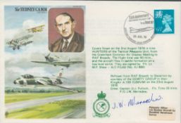 F/O JW Merredew Signed Sir Sydney Camm Flown First Day Cover. RAFM HA7. 6 1/2p British Stamp with