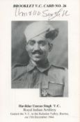 Havildar Umrao Singh VC Signed Brooklet V.C. Card No.26All autographs come with a Certificate of