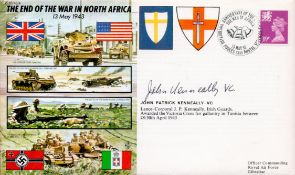 Lance-Corporal John Patrick Kenneally Signed The End Of The War In North Africa FDC. British Stamp