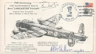 40th Anniv 1st Major Bombing Raid Lancaster Signed B A Dowty and B Hallows Crew First Announcement