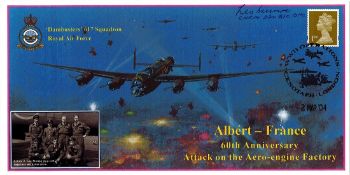 WW2 Sqn Ldr Les Munro Signed Albert-France 60th anniv Attack on Aero Engine Factory FDC. 4 of 5.