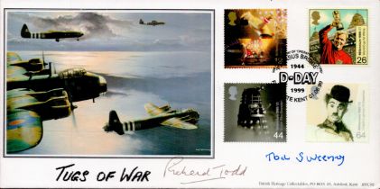 Richard Todd and Tod Sweeney Signed Tugs of War FDC With 4 British Stamps and PostmarkAll autographs