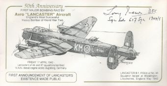 50th Anniv 1st Major Bombing Raid Lancaster Signed T Iveson 617 Sqn's Pilot 50th Anniv First Major