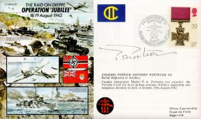 Col Pat Porteous VC Signed Operation Jubilee FDC. British Stamp and PostmarkAll autographs come with