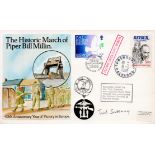 Colonel Tod Sweeney Signed The Historic March of Piper Bill Millin FDC. Various Stamps and