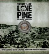 Official Limited Edition Lone Pine Medallion and Stamp Sheet. Contains Shavings from a branch that
