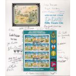 16 Signed D-Day 50th Anniversary of Operation Overlord Mint Stamp Sheet, Attached to D-Day Card with